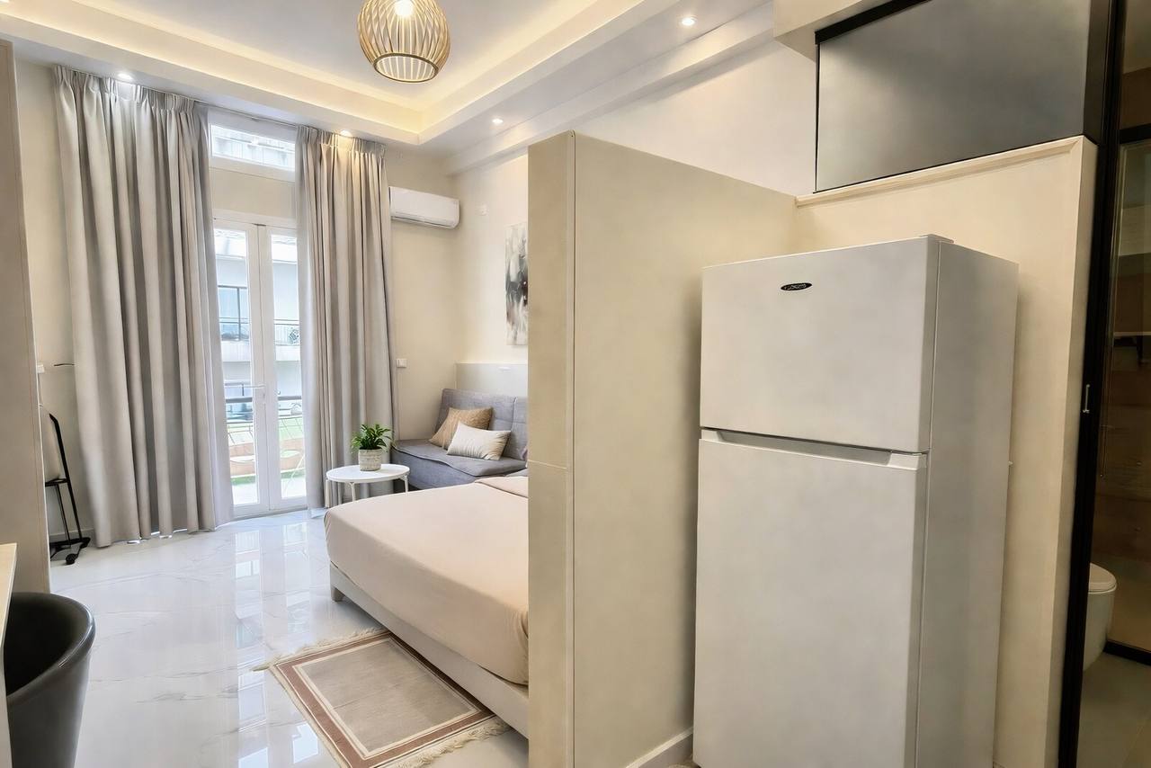 Studio with balcony door
