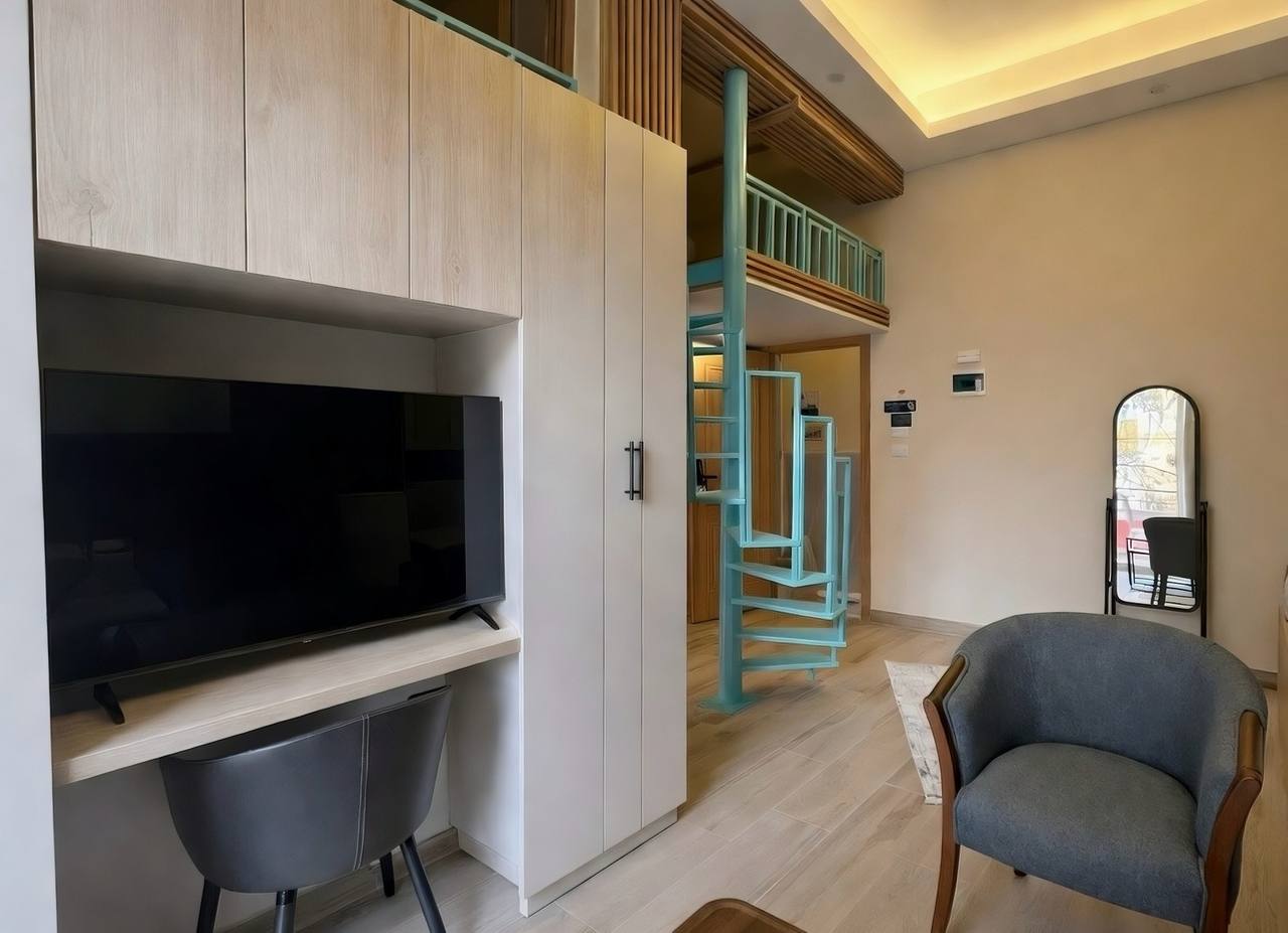 Mezzanine and living area